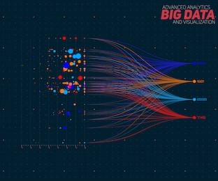 vector abstract colorful  big data information sorting visualization. social network, financial analysis of complex databases. visual information complexity clarification. intricate data graphic 