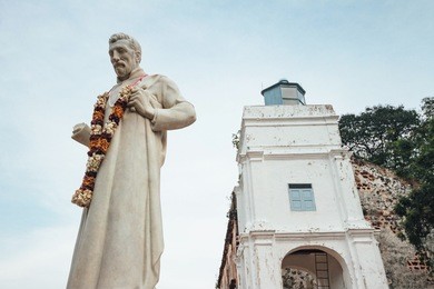 saint paul statue in st. paul's church is a historic church building in melaka, malaysia that was originally built in 1521, making it the oldest church building in malaysia and southeast asia.