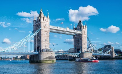 tower bridge with blue sky in london, uk