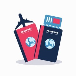 passport with tickets. air travel concept. flat design,vector.