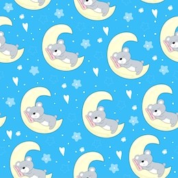 pattern with a bear and a moon.
