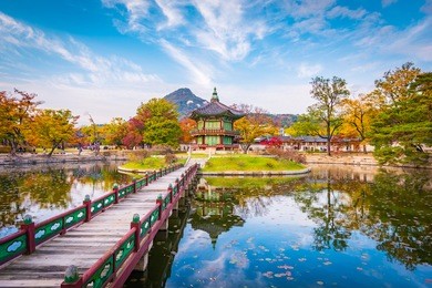 autumn of gyeongbokgung palace in seoul ,korea.