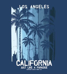 tee print vector design with brushes and palms