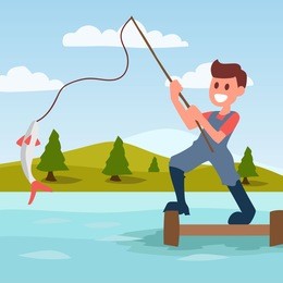 fishing cartoon illustration poster design