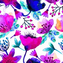 illustration of a pattern with watercolor flowers