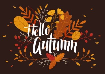 autumn card with leaves