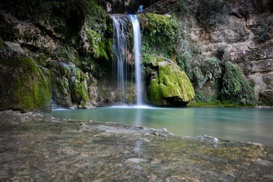 amazing waterfall in the forest of lebanon
