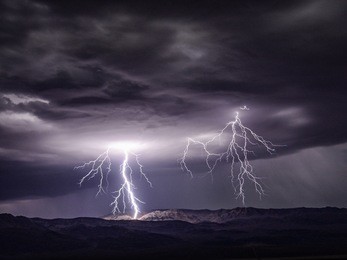 lightning strike on towne pass in death valley national park 