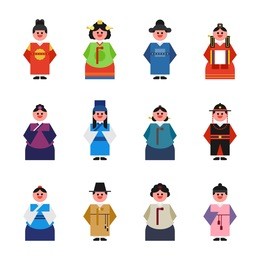 korea cute character costume vector illustration flat design