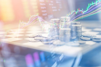 business financial ideas concept with money coin stack