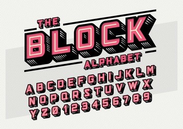 vector of stylized bold font and alphabet