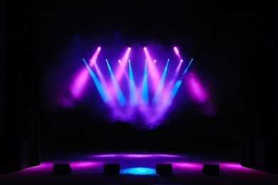 free stage with lights, lighting devices.