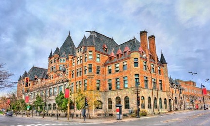 place viger, a historic hotel and train station in montreal - quebec, canada. built in 1898