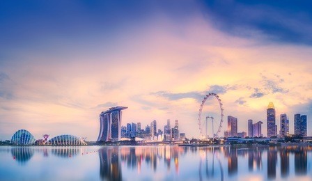 vibrant panorama background of singapore skyline at the business bay