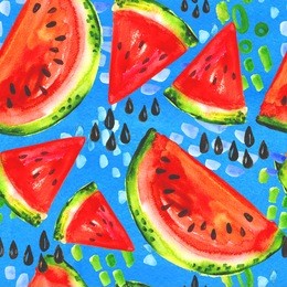 juicy watercolor watermelon seamless pattern