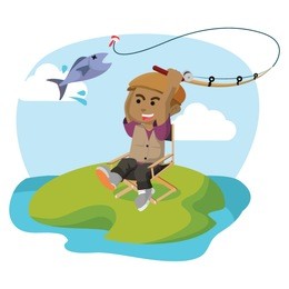 african boy fishing a fish