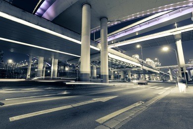 
china shanghai, night road overpass