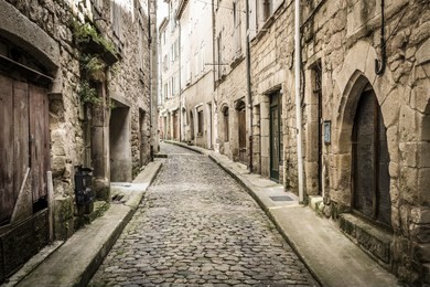 alleyway in the town of largentiere, south france