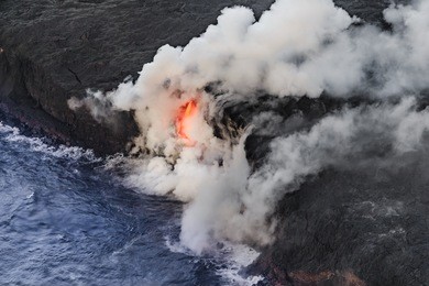 aerial shot of pu u o o vent kilauea volcano hawaii volcanoes national park island of hawaii hawaii usa