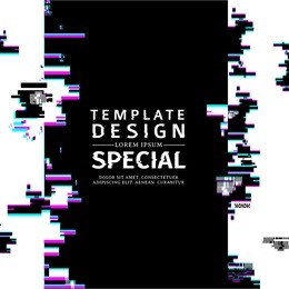 template design  vertical banner glitch style. vector distorted  background texture. computer screen error. digital layout with broken noise abstract pixel effect.  advertising with modern backdrop.