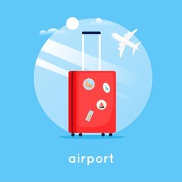 travel suitcase at the airport. flat design vector illustration.