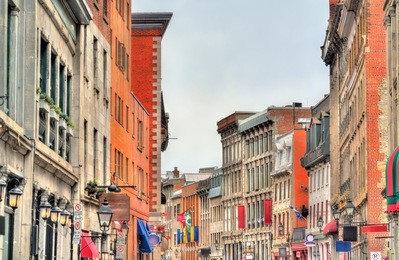 buildings on st paul street in old montreal - quebec, canada