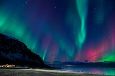 colorful northern light in iceland