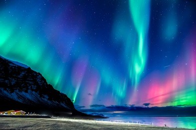 colorful northern light in iceland