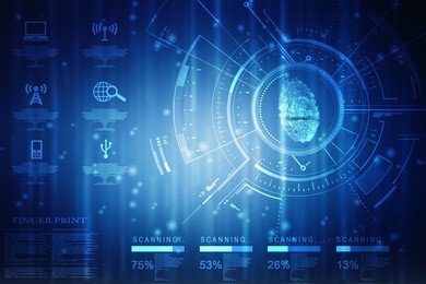 fingerprint scanning technology concept 2d illustration