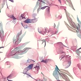 peonies seamless pattern. watercolor background.