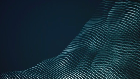 abstract digital landscape with flowing particles. cyber or technology background