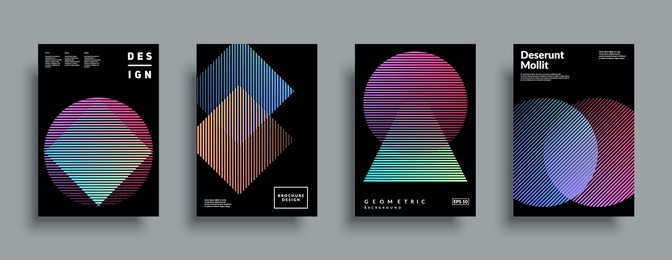 minimal covers design set. simple shapes with trendy gradients. eps10 layered vector.