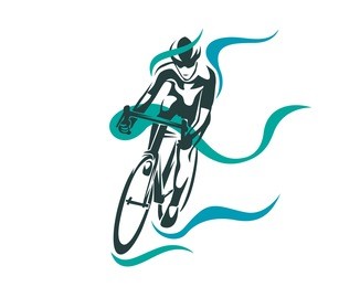modern cycling athlete in action silhouette logo - professional cyclist in motion