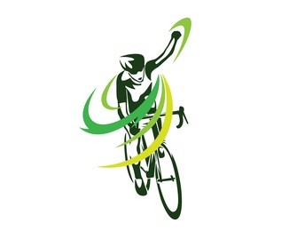 modern cycling athlete in action silhouette logo - the winning pose