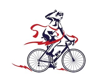 modern cycling athlete in action silhouette logo - the finish line winner