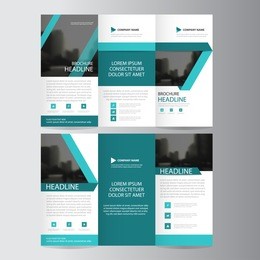 blue triangle business trifold leaflet brochure flyer report template vector minimal flat design set, abstract three fold presentation layout templates a4 size