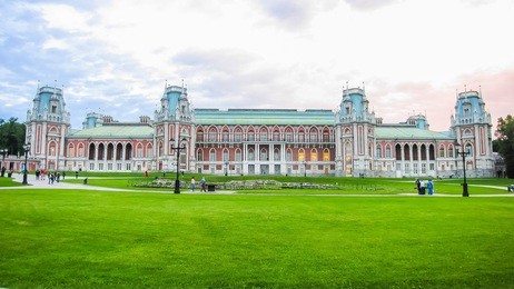the grand palace of queen catherine the great in tsaritsyno, moscow, russia