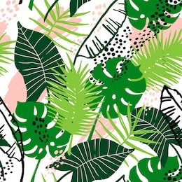 seamless exotic pattern with tropical leaves. vector hand draw background.