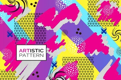 artistic funky design for print products. bright and high contrast background for poster, card, flyer, brochure and web design. pop art, memphis and 80s style waves.