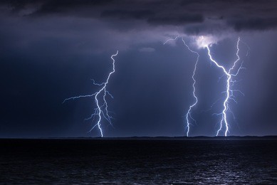 lightning on the sea