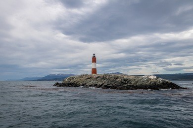 les eclaireurs red and white lighthouse - beagle channel, ushuaia, argentina
