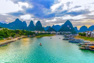 the beautiful scenery of lijiang river in guilin
