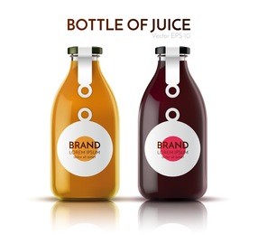 a realistic glass bottle of juice, drink, cocktail. vector illustration.