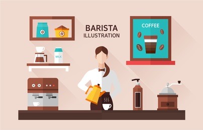 barista flat illustration