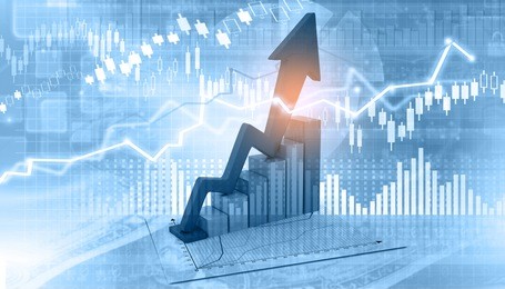3d business graph shows  financial growth	
