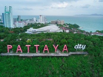 pattaya city sign - aerial view