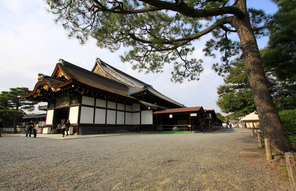 nijo castle in colorful leaf and tree in japan : kouyou