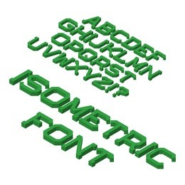 isometric font. solid letters typeface. isolated english 3d alphabet.