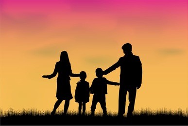 family silhouettes in nature.