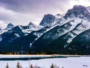 banff national park winter mountain background landscape in alberta